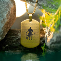 Black Sacred Hanuman Chalisa MicroCarved Tag Necklace