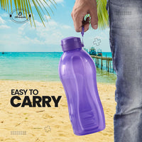 oliveware Jumbo 2 Litre Water Bottle, 100% Leak Proof, BPA Free Premium Plastic Bottle, for Home, Office & Gym, Sturdy with Holder, Pack of 3 (Voilet)