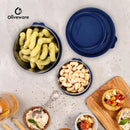 oliveware Elegant Combo Storage Containers, 100% Leak Proof and Dishwasher Safe, 4 Stainless Steel Containers with BPA Free Lid (2x450ml & 2x250ml) - Blue