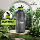 oliveware King Premium Plastic Water Bottle, Sturdy with Holder, Better Grip, BPA Free with 100% Leak Proof, 2 Litre Bottle, Set of 1 - (Black_Green)