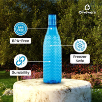 oliveware Premium Mosaic Range Plastic Water Bottle, 1L, Set of 6, Multicolour