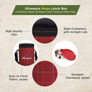 SOPL-OLIVEWARE Mega Lunch Box, 100% Leak Proof, 4 Stainless Steel Containers with BPA Free Airtight Lids (300ml, 450ml, 2x600ml), Fabric Bag - Red