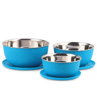 SOPL-OLIVEWARE Tulip Storage Containers, Microwave Safe & Leak Proof, Store & Serve, 3 Stainless Steel Containers with BPA Free Airtight Lid (500ml,800ml & 1250) - Blue