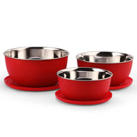 SOPL-OLIVEWARE Tulip Storage Containers, Microwave Safe & Leak Proof, Store & Serve, 3 Stainless Steel Containers with BPA Free Airtight Lid (500ml, 800ml & 1250) - Red