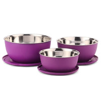 SOPL-OLIVEWARE Tulip Storage Containers, Microwave Safe & BPA Free, Stainless Steel, Store & Serve, 3 Containers (500ml, 800ml, 1250ml) - Violet