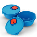 oliveware SOPL Micro Dynasty Food Storage Containers with Air Vent Lid, BPA-Free, Microwave Safe & Leak Proof, Set of 2 Small (900ml) Each - Blue