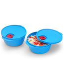 oliveware SOPL Micro Dynasty Food Storage Containers with Air Vent Lid, BPA-Free, Microwave Safe & Leak Proof, Set of 2 Big (2000ml) Each - Blue