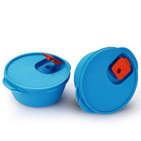 oliveware SOPL Micro Dynasty Food Storage Containers with Air Vent Lid, BPA-Free, Microwave Safe & Leak Proof, Set of 2 Big (2000ml) Each - Blue