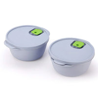 oliveware Micro Dynasty Food Storage Containers with Air Vent Lid, BPA Free, Microwave & Dishwasher Safe, Set of 2 Small - (900ml, Grey)