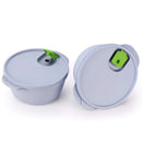oliveware Micro Dynasty Food Storage Containers with Air Vent Lid, BPA Free, Microwave & Dishwasher Safe, Set of 2 Small - (900ml, Grey)