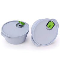 oliveware Micro Dynasty Food Storage Containers with Air Vent Lid, BPA Free, Microwave & Dishwasher Safe, Set of 2 Small - (900ml, Grey)