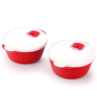 oliveware Micro Dynasty Containers with Air Vent Lid, Microwave & Dishwasher Safe, BPA Free, Store and Serve, 2 Containers (2000ml) Each - Maroon