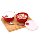 oliveware Micro Dynasty Containers with Air Vent Lid, Microwave & Dishwasher Safe, BPA Free, Store and Serve, 2 Containers (900ml) Each - Maroon