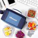 SOPL-OLIVEWARE Slick Glass Lunch Box, Borosilicate Glass Container with BPA Free Lids, Napkin & Steel Cutlery, Microwave Safe, Set of 4 (320ml) Each - Blue