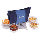 SOPL-OLIVEWARE Olive Glass Lunch Box, Insulated Fabric Bag, Leak Proof & Microwave Safe, Borosilicate Glass, Set of 4 (2 * 320ml & 2 * 400ml) - Blue