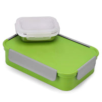 Oliveware Lunch Boxes for School Kids Girls Boys with Clip Lock|Air Tight Spill Proof|Food Grade Bpa Free Container for Childrens (Rectangle | Green)