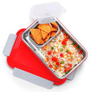 Oliveware Lunch Boxes for School Kids Girls Boys with Clip Lock|Air Tight Spill Proof|Food Grade Bpa Free Container for Childrens (Rectangle | Red)