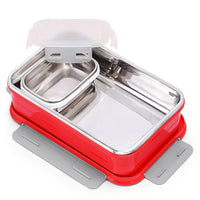 Oliveware Lunch Boxes for School Kids Girls Boys with Clip Lock|Air Tight Spill Proof|Food Grade Bpa Free Container for Childrens (Rectangle | Red)