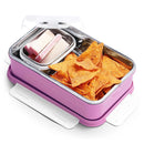 Oliveware Lunch Boxes for School Kids Girls Boys with Clip Lock|Air Tight Spill Proof|Food Grade Bpa Free Container for Childrens (Rectangle | Violet)