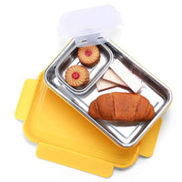 Oliveware Lunch Boxes for School Kids Girls Boys with Clip Lock|Air Tight Spill Proof|Food Grade Bpa Free Container for Childrens (Rectangle | Yellow)