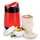 Oliveware Jumbo Lunch Box - 4 Containers | Full Set Office Use | Insulated Body | Leak Proof | Full Meal & Easy to Carry - Red