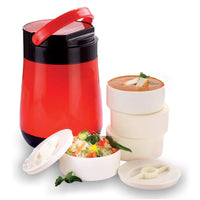Oliveware Jumbo Lunch Box - 4 Containers | Full Set Office Use | Insulated Body | Leak Proof | Full Meal & Easy to Carry - Red