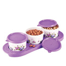 oliveware Ruby Dry Fruit Container Tray with Airtight Lid, BPA Free, For Snacks & Dry Fruits, 3 Containers (450ml) each - Voilet