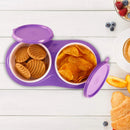 oliveware Breeze Paisley Print Serving Container & Tray with Airtight Lid, BPA Free, 2 Containers (500ml) each, For Snacks & Dry Fruits - Voilet