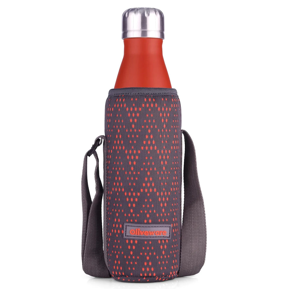 Oliveware Sigma Vacuum Bottle with Sleeve, Stainless Steel (500ml), Hot and Cold, Insulated Bottle, Fit for Indoor & Outdoors - Orange