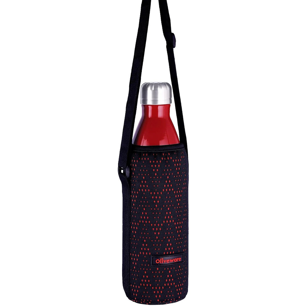 Oliveware Camo Vaccum Bottle with Sleeve, Stainless Steel (750ml), Hot and Cold, Insulated Bottle, Fit for Indoor & Outdoors - Red