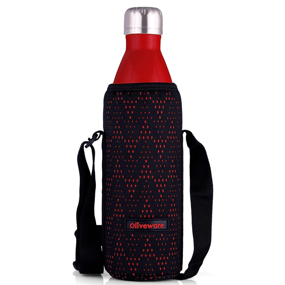 Oliveware Camo Vaccum Bottle with Sleeve, Stainless Steel (750ml), Hot and Cold, Insulated Bottle, Fit for Indoor & Outdoors - Red