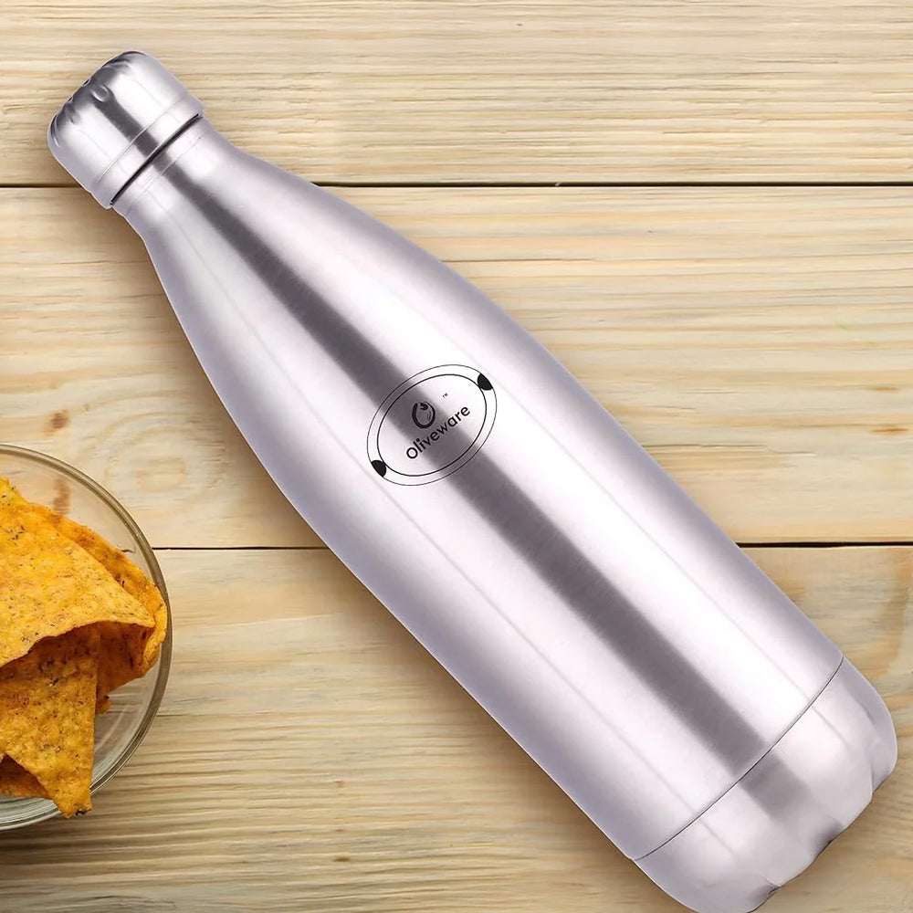 Oliveware Camo Vaccum Bottle with Sleeve, Stainless Steel (1000ml), Hot and Cold, Insulated Bottle, Fit for Indoor & Outdoors - Silver