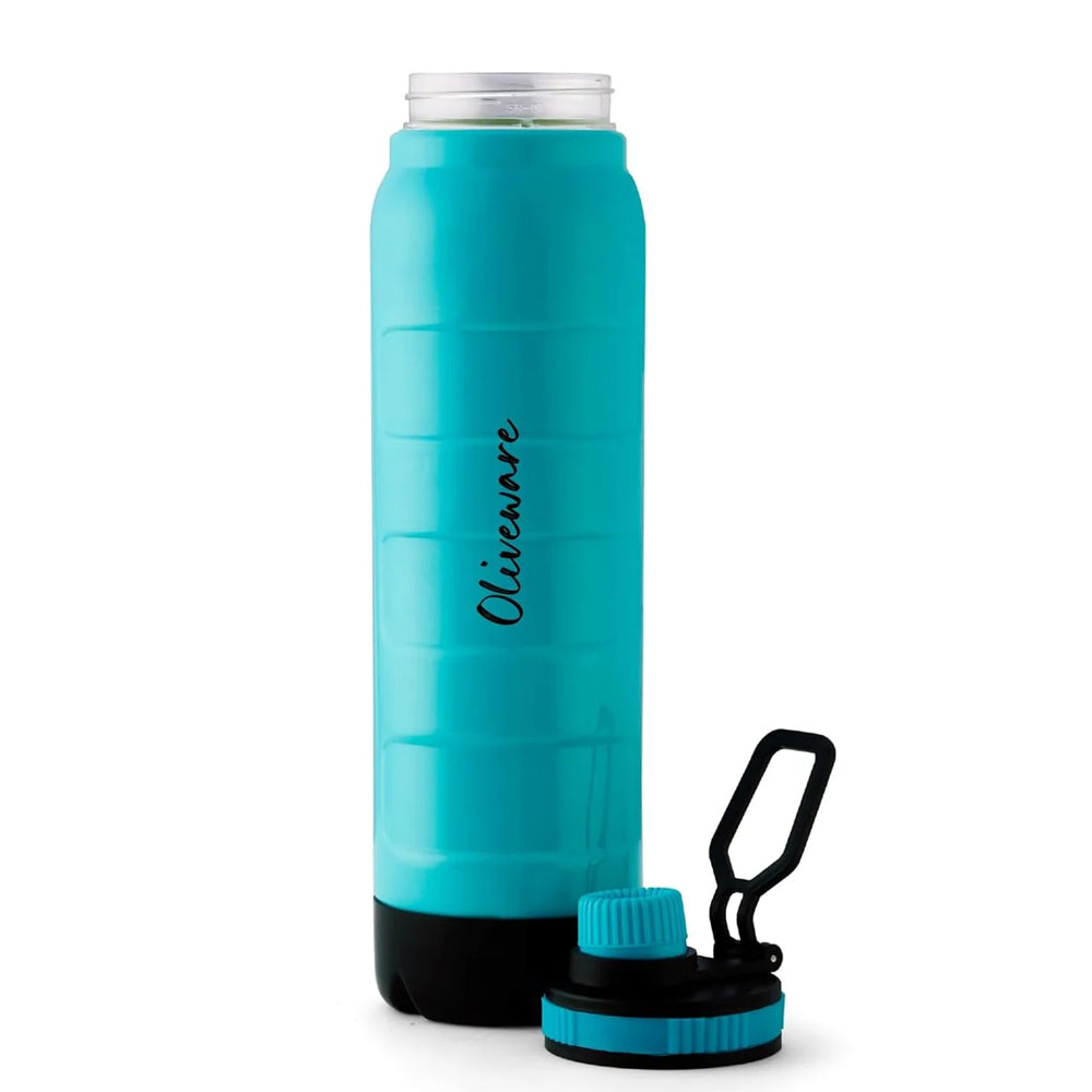 SOPL-OLIVEWARE Boom Buzz Water Bottle with Better Grip, 1000 ml Bottle, BPA Free & Leak Proof, For Home, Office & Gym use - Blue