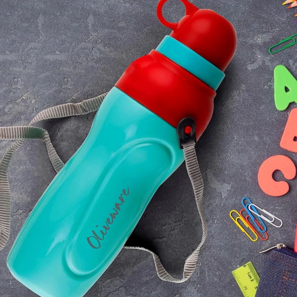 SOPL-OLIVEWARE Spin Water Bottle with Better Grip, 650 ml Bottle, BPA Free & Leak Proof, For Home, Office & Gym use - Blue