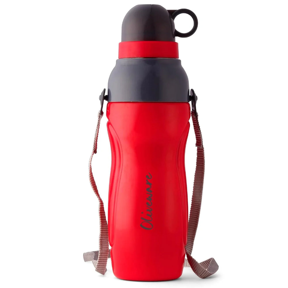 SOPL-OLIVEWARE Spin Water Bottle with Better Grip, 650 ml Bottle, BPA Free & Leak Proof, For Home, Office & Gym use - Red