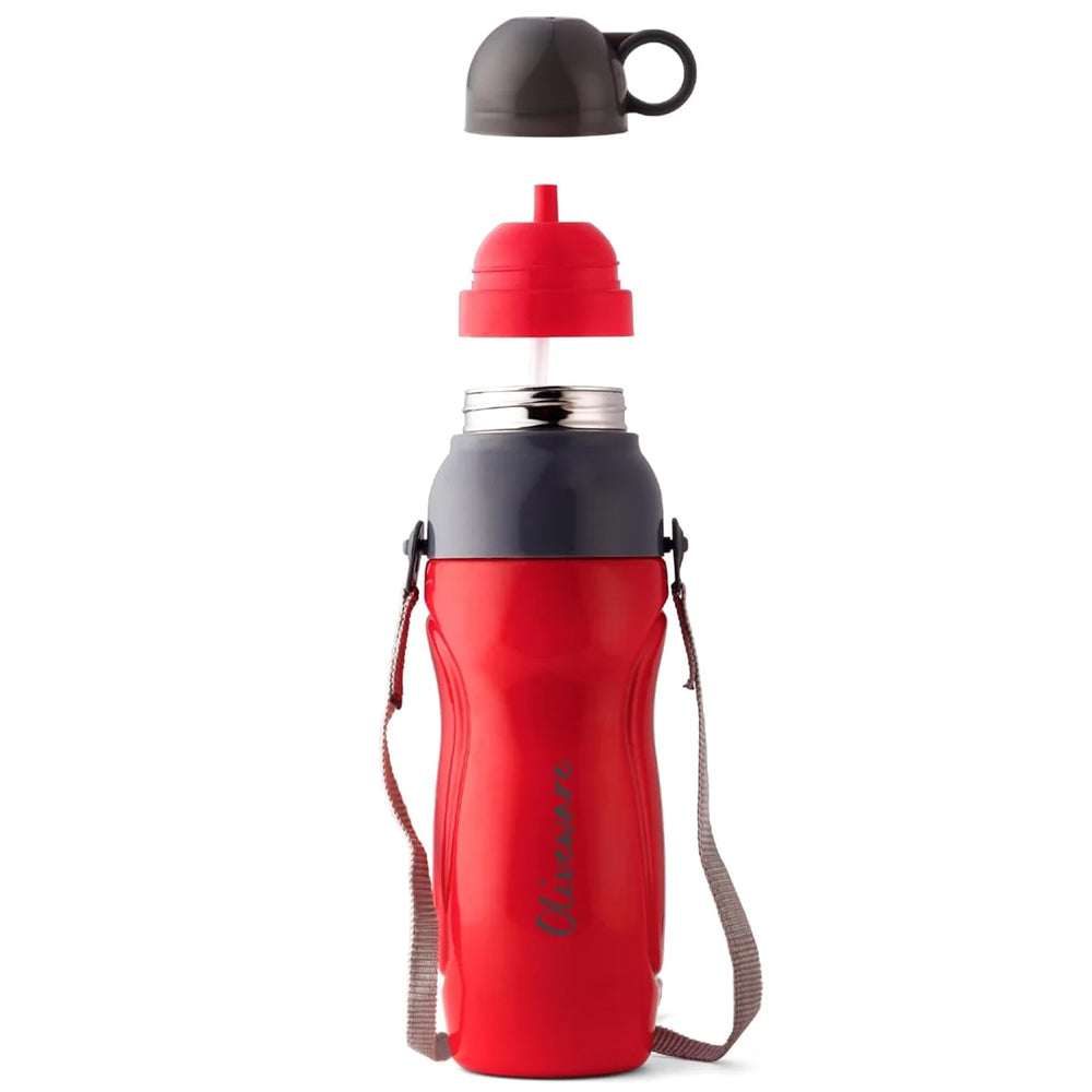 SOPL-OLIVEWARE Spin Water Bottle with Better Grip, 650 ml Bottle, BPA Free & Leak Proof, For Home, Office & Gym use - Red