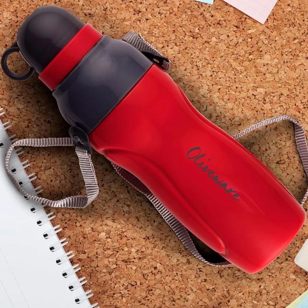 SOPL-OLIVEWARE Spin Water Bottle with Better Grip, 650 ml Bottle, BPA Free & Leak Proof, For Home, Office & Gym use - Red