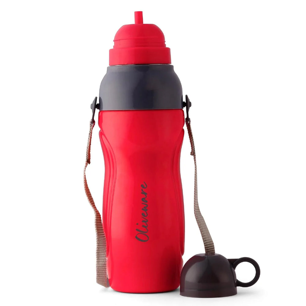 SOPL-OLIVEWARE Spin Water Bottle with Better Grip, 500 ml Bottle, BPA Free & Leak Proof, For Home, Office & Gym use - Red