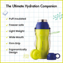 SOPL-OLIVEWARE Spin Water Bottle with Better Grip, 650 ml Bottle, BPA Free & Leak Proof, For Home, Office & Gym use - Yellow