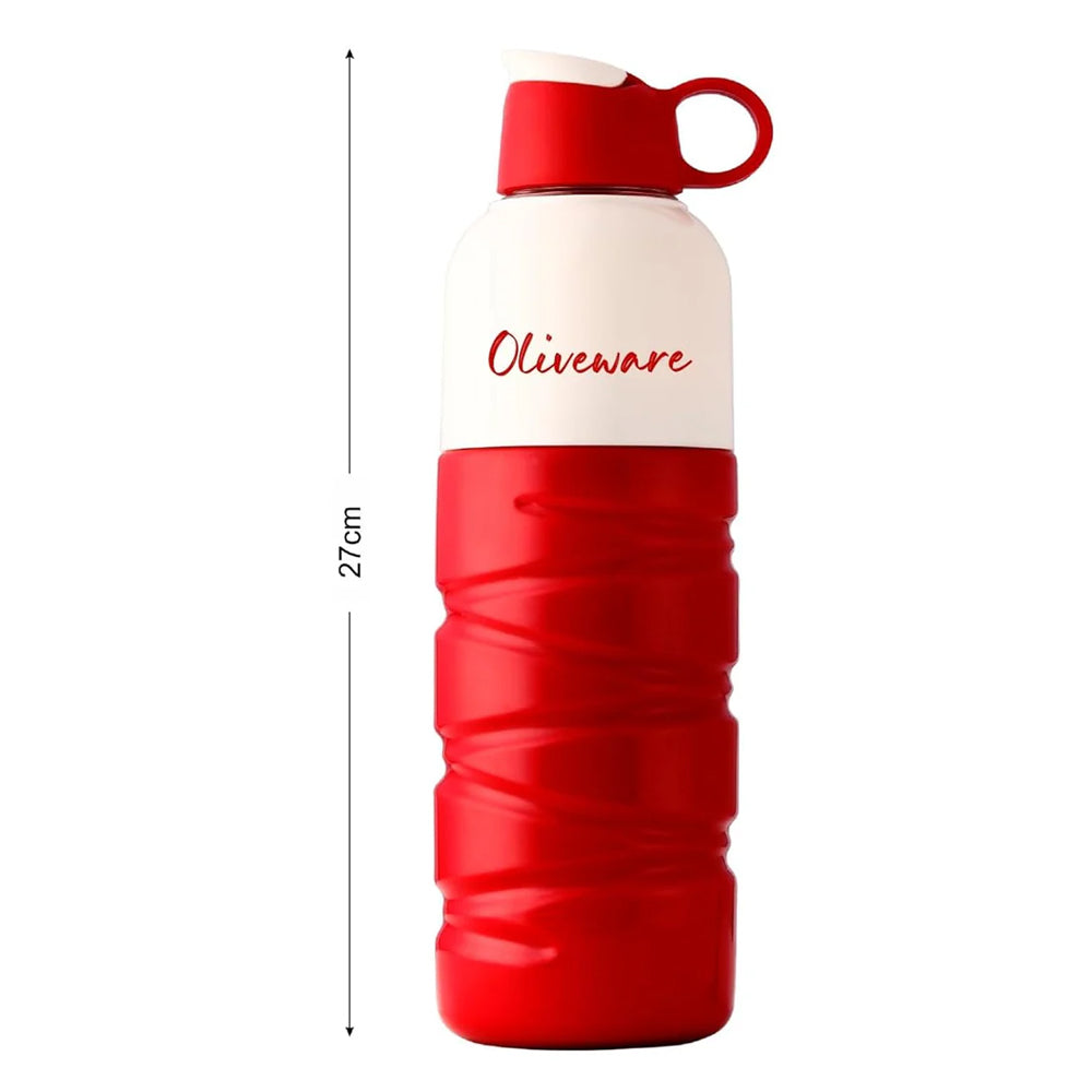 SOPL-OLIVEWARE Smash Water Bottle with Better Grip, 650 ml Bottle, BPA Free & Leak Proof, For Home, Office & Gym use - Red