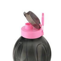 oliveware Jumbo 2 Litre Water Bottle | for Home, Office & Gym | Sturdy with Holder | 100% Leak Proof | BPA Free Premium Plastic Bottle- Pack of 1(Black_Pink)