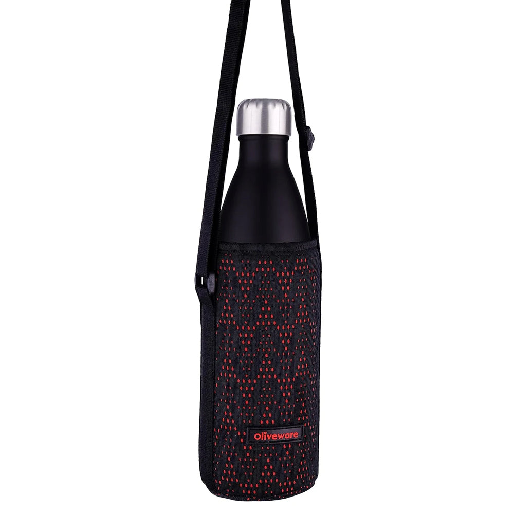 Oliveware Camo Vaccum Bottle with Sleeve, Stainless Steel (1000ml), Hot and Cold, Insulated Bottle, Fit for Indoor & Outdoors - Black