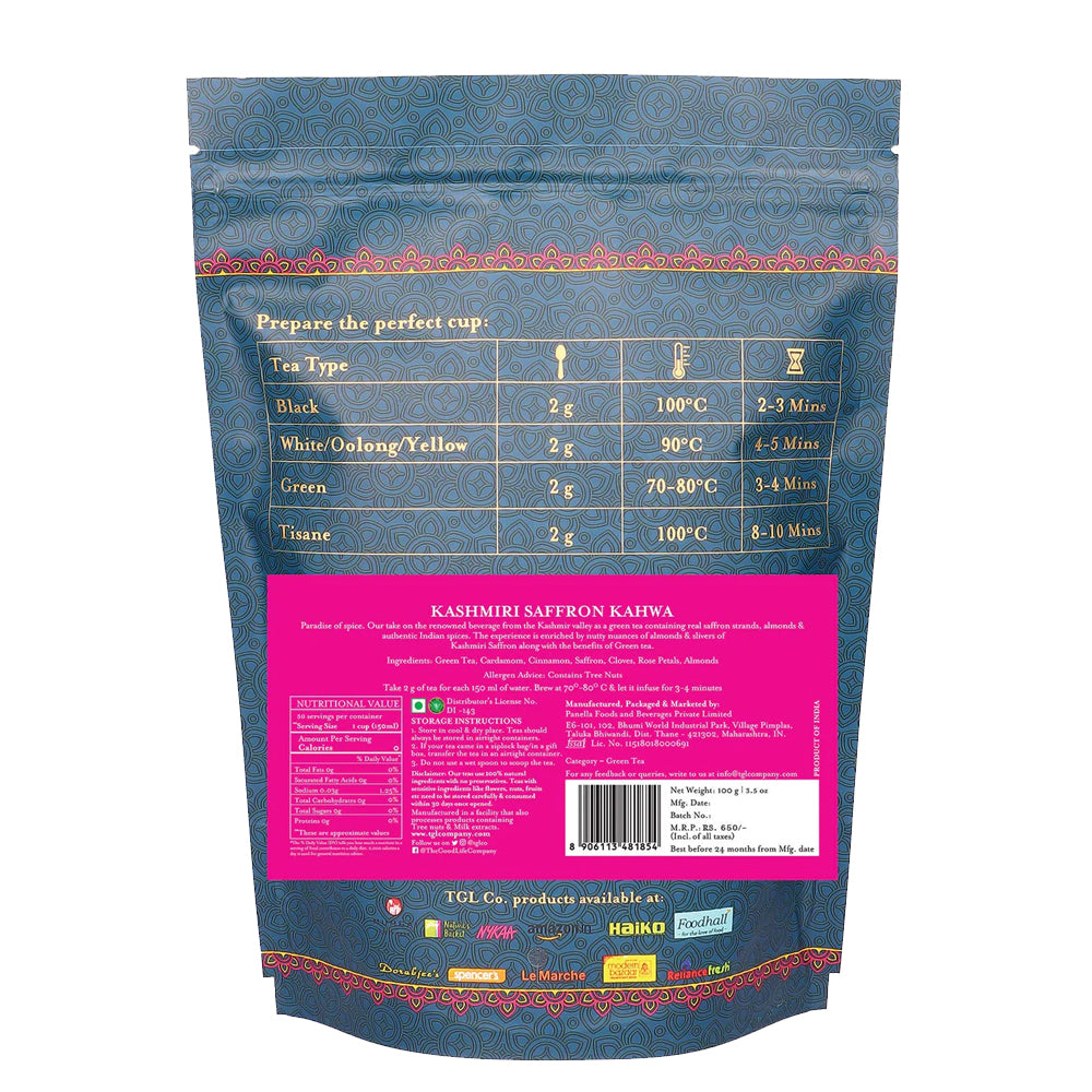 Kashmiri Saffron Kahwa Green Tea Loose Leaf (100 Gm)
