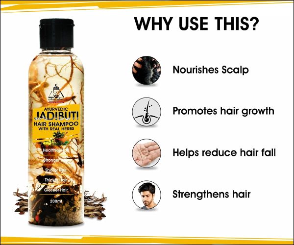 Urbangabru Natural Shampoo for Men Women - Ayurvedic Jadibuti Hair Shampoo for Hair Fall Regrowth , Strengthening | Natural Herbs Amla , Reetha , Shikakai (200 ML) - Image 3