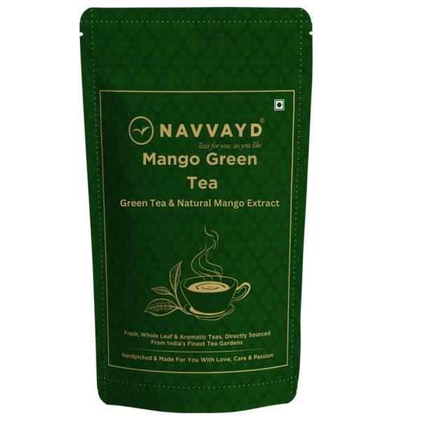 Navvayd Mango Green Tea, with Alphonso Mango Flavour, Aromatic & Tasty, Loose Leaf - Enjoy Hot or Cold (100 Gm)