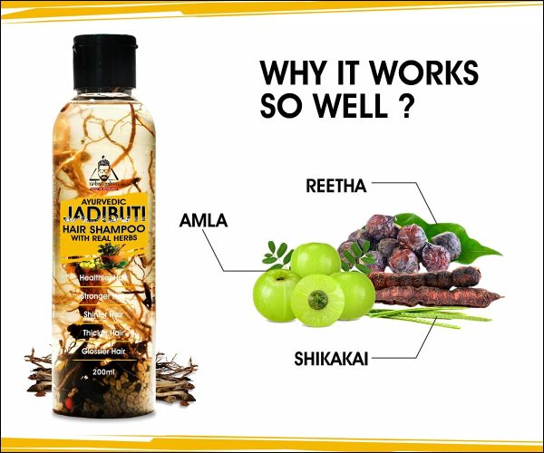 Urbangabru Natural Shampoo for Men Women - Ayurvedic Jadibuti Hair Shampoo for Hair Fall Regrowth , Strengthening | Natural Herbs Amla , Reetha , Shikakai (200 ML) - Image 4