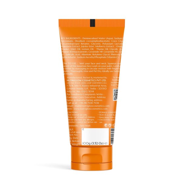 Nutriglow Advanced Organics Dark Spot Reduction Tan Removal Vitamin C Lightening Face Wash 100gm - Image 2