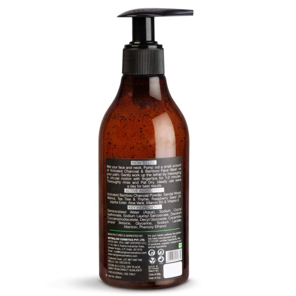 NutriGlow Bamboo Charcoal Skin Lightening Sustainable Face Wash 300 ml - Image 2