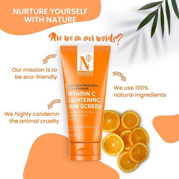 NutriGlow Advanced Organics Vitamin C Face Wash (100gm) Vitamin C Sunscreen SPF 50(100gm) for Tan Free Glow - Combo Pack of 2 - Image 3