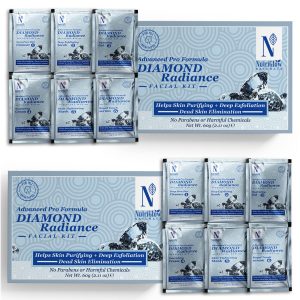 NutriGlow NATURAL'S Advanced Pro Formula Diamond Radiance Facial Kit for Advanced Cellular Age Balance & Skin Cell Repair, 10gmx6 Each, Pack of 2